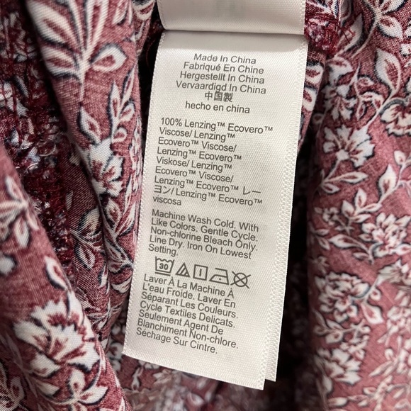 J. Crew Burgundy Floral Tiered Midi Dress Puff Sleeves Pockets Size Small - Picture 10 of 11